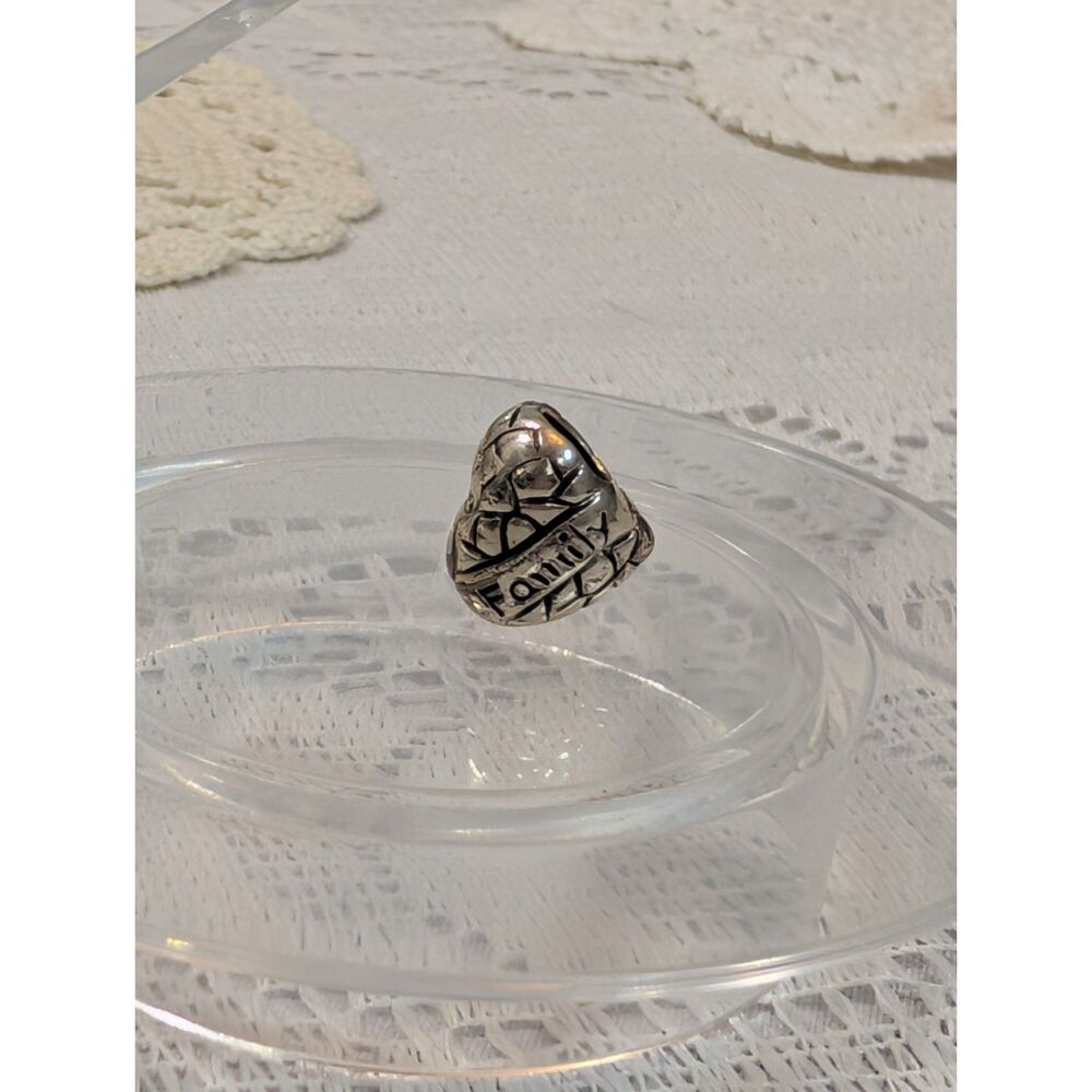 Sterling Silver "Family" Heart European Slide Charm Bead